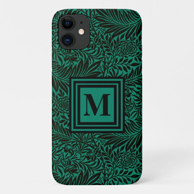 Emerald Green Mit Monogramm Botanical Pattern Case-Mate iPhone Hülle (Rückseite)