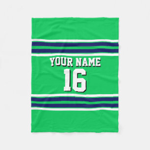 Emerald Green mit Navy White Stripes Team Jersey Fleecedecke