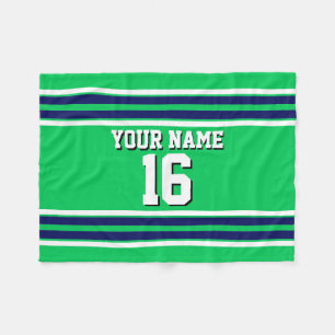 Emerald Green mit Navy White Stripes Team Jersey Fleecedecke