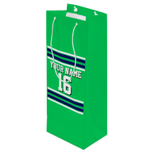 Emerald Green mit Navy White Stripes Team Jersey Geschenktüte Für Weinflaschen