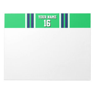 Emerald Green mit Navy White Stripes Team Jersey Notizblock