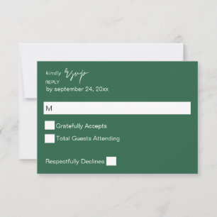 Emerald Green MOD Calligraphy no Meal UAWG RSVP Karte