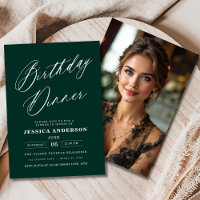 Emerald Green Modern Birthday Dinner Foto