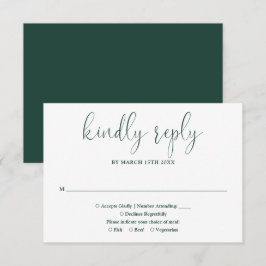 Emerald Green Modern Chic Elegante Script Wedding RSVP Karte