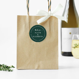 Emerald Green Modern Dankeschön Card Gastgeschenk  Runder Aufkleber