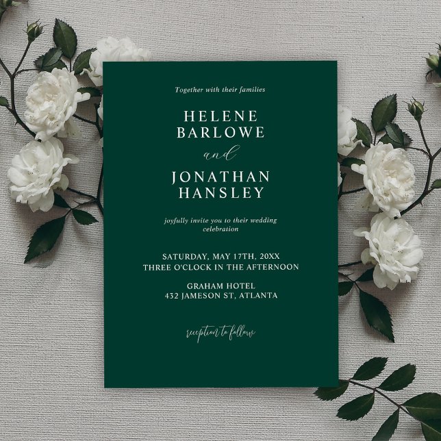Emerald Green Modern Minimal Wedding Einladung (Von Creator hochgeladen)