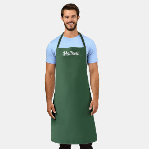 Emerald Green Modern Name Simple Waiter Schürze