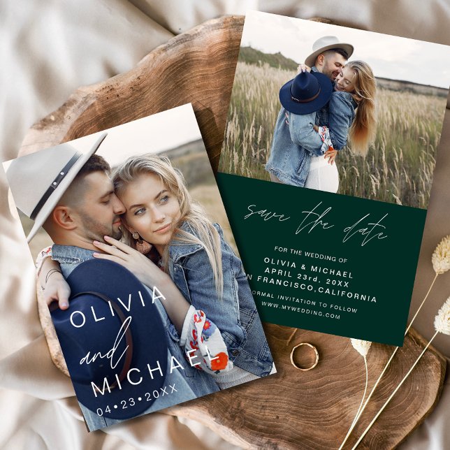 Emerald Green Modern Save the Date Foto (Von Creator hochgeladen)