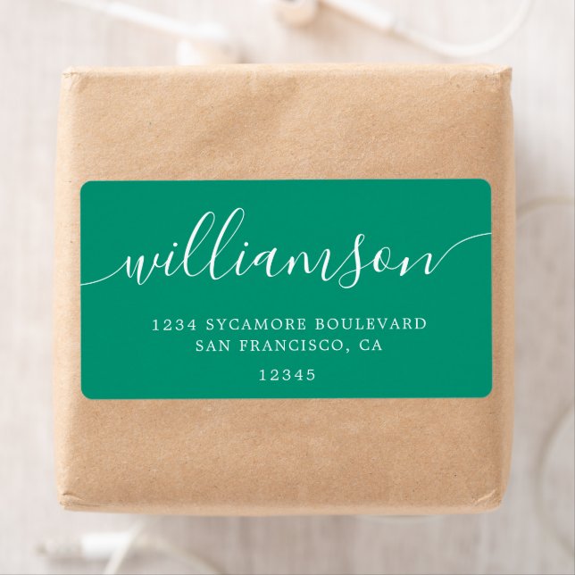 Emerald Green Modern Script Family Rücksendeadress (Insitu)