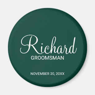 Emerald Green Modern Script Personalisiert Trauzeu Magnet