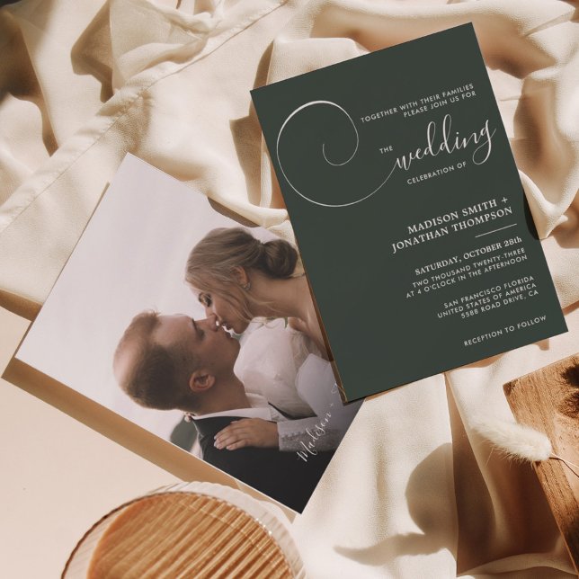 Emerald Green Modern Simple Script Wedding Einladung (Von Creator hochgeladen)