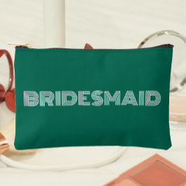 Emerald Green Modern Typografie Bridesmaid Zubehörtasche