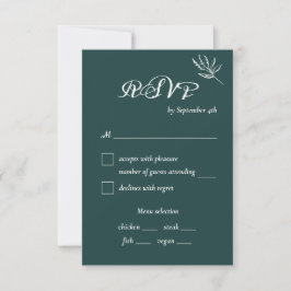 Emerald Green Modern Wedding Meal Choice RSVP Card Karte