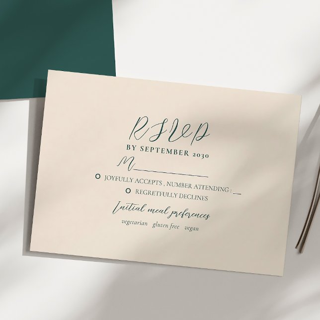 Emerald Green Modern Wedding RSVP Card (Von Creator hochgeladen)