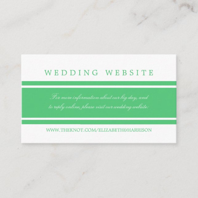Emerald Green Modern Wedding Website Begleitkarte (Vorderseite)
