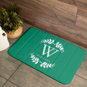 Emerald Green Monogram Badematte