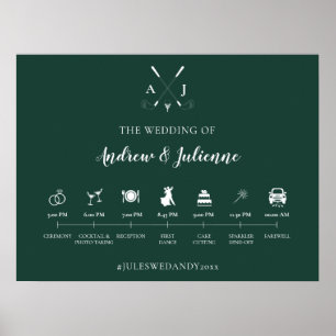 Emerald Green Monogram Golf Wedelzeitschrift Poster