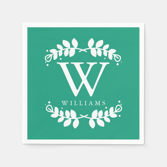 Emerald Green Monogram Serviette (Vorderseite)