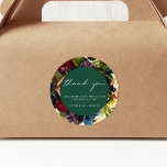 Emerald Green Moody Floral Burgundy Wedding Runder Aufkleber<br><div class="desc">#zazzlemade</div>