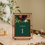 Emerald Green Moody Floral Burgundy Wedding Tischnummer<br><div class="desc">Dieses Design misst 5 x 7 Zoll/ 12, 7 x 17, 8 cm und ist perfekt für Einladungen. #zazzlemade</div>