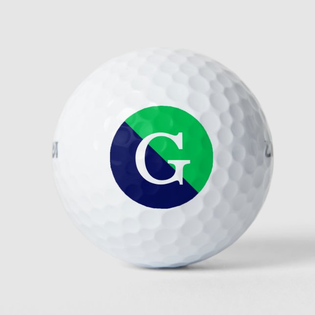 Emerald Green Navy Blue 2 Tone Diag Init Monogram Golfball (Vorderseite)