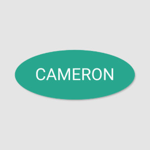 Emerald Green Oval Name Tag Button oder Magnetic 3