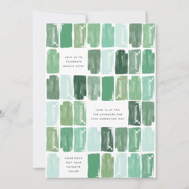 Emerald Green Painted Juwels Birthday Party Einladung (Vorderseite)