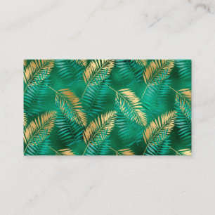 Emerald Green Palm Leaf Hell Goldener Dschungel Visitenkarte