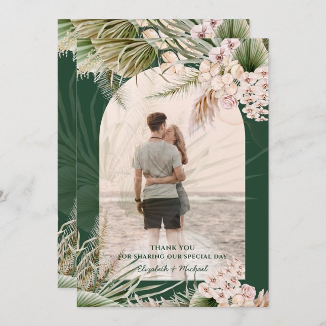 Emerald Green Pampas Grass FOTO DANKEN Dankeskarte (Vorne/Hinten)