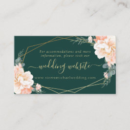 Emerald Green Peach Gold Floral Wedding Website Begleitkarte