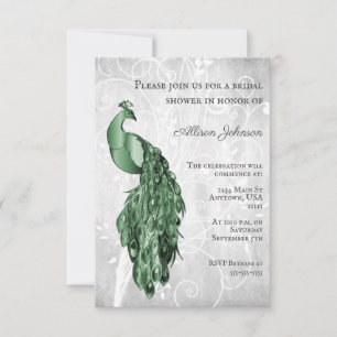 Emerald Green Peacock Bridal Dusche Einladung