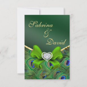 Emerald Green Peacock Empfang-Karte Einladung