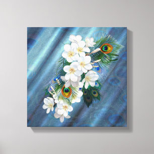 Emerald Green Peacock SeidenBouquets Leinwanddruck