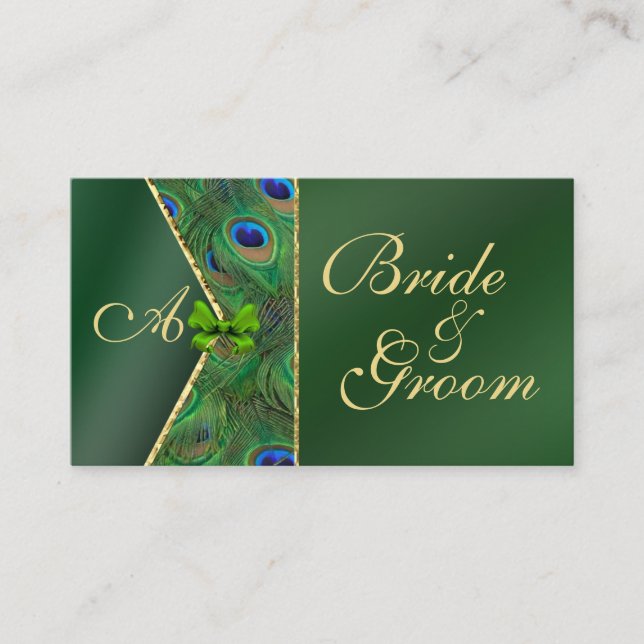 Emerald Green Peacock Wedding Bridal Business Card Begleitkarte (Vorderseite)