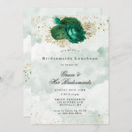 Emerald Green Peony Bridesmaids Luncheon Einladung