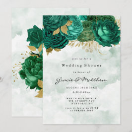 Emerald Green Peony Gold Polterabend lädt