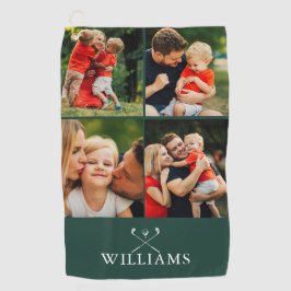 Emerald Green Personalisiert Name Foto Collage Golfhandtuch