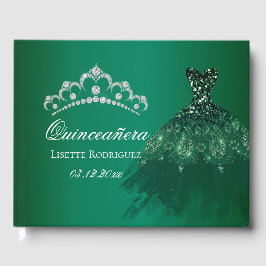 Emerald Green Personalisiert Quinceanera Gästebuch