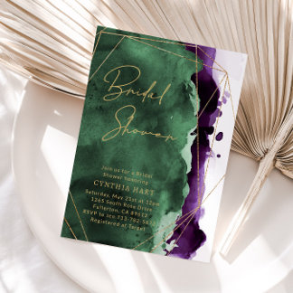 Emerald Green & Plum Lila Brautparty laden ein Einladung