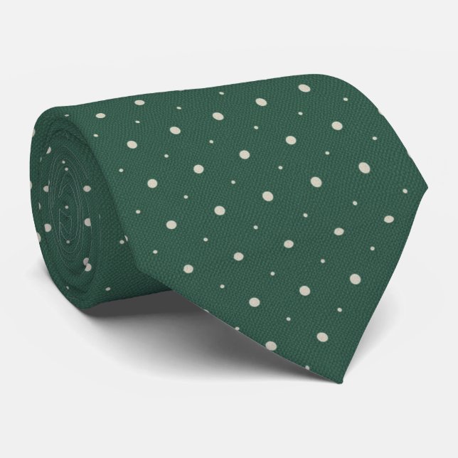 Emerald Green Polka Dot  Krawatte (Gerollt)