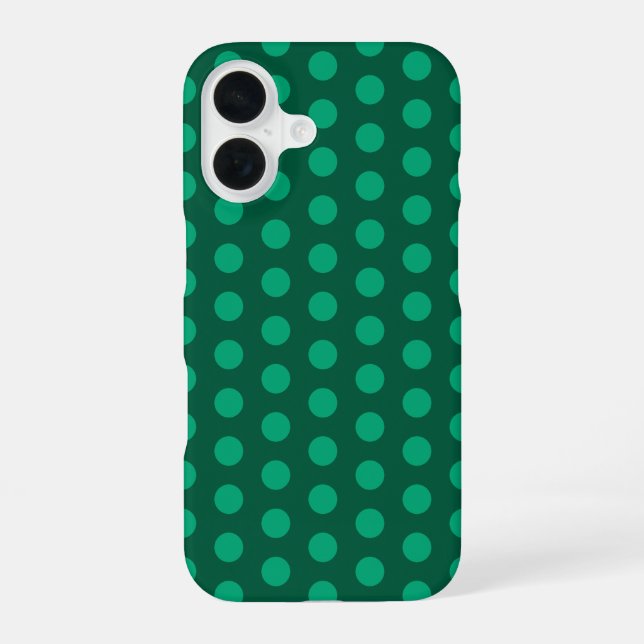 Emerald Green Polka Dots iPhone 16 Hülle (Rückseite)