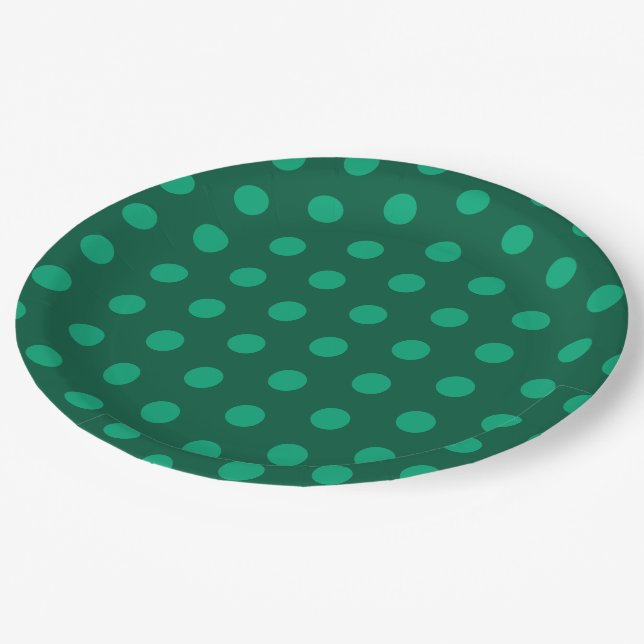 Emerald Green Polka Dots  Pappteller (Schrägansicht)