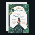 Emerald Green Princess Floral Quinceañera Einladung<br><div class="desc">Emerald Green Mis Quince Floral Quinceañera Einladung Mis Quince Anos,  15. Geburtstag,  Elegante florale mis quince, </div>