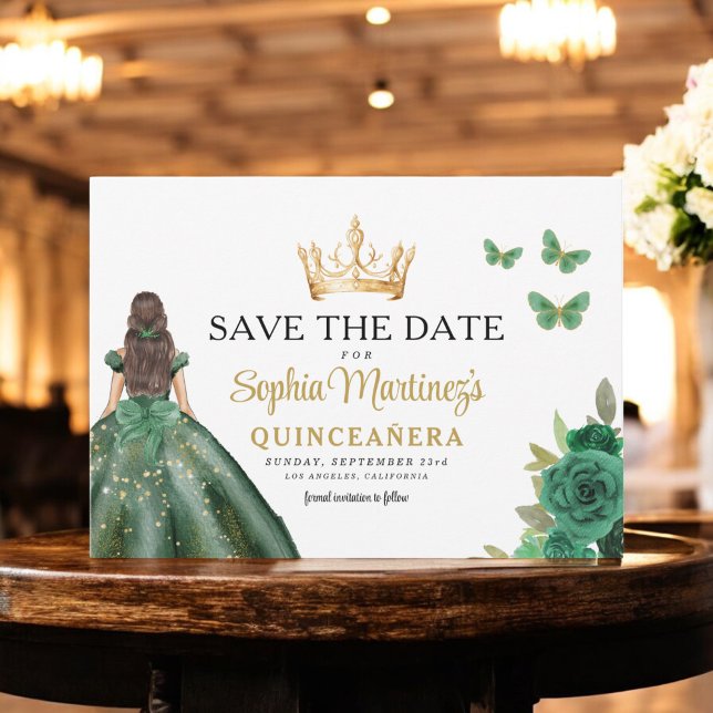 Emerald Green Princess Quinceañera Save the Date (Von Creator hochgeladen)