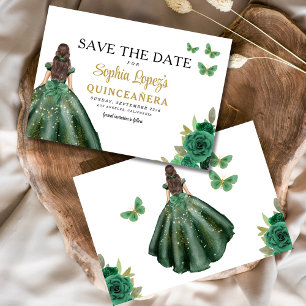 Emerald Green Princess Quinceañera Save the Date