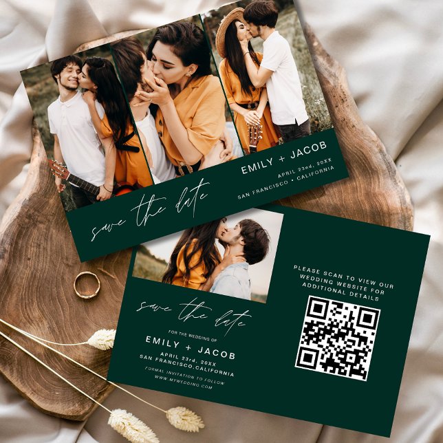 Emerald Green QR Code Save the Date 4 Foto (Von Creator hochgeladen)