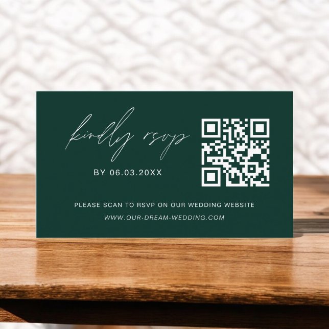 Emerald Green QR Code UAWG Wedding Website Begleitkarte (Von Creator hochgeladen)