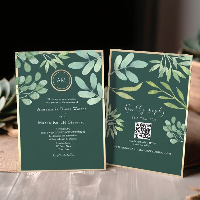 Emerald Green QR Code Wedding Einladung (Von Creator hochgeladen)