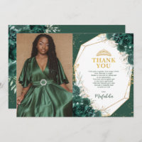 Emerald Green Quinceañera Foto Danke Karte