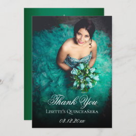 Emerald Green Quinceanera Foto Personalisiert hinz Dankeskarte